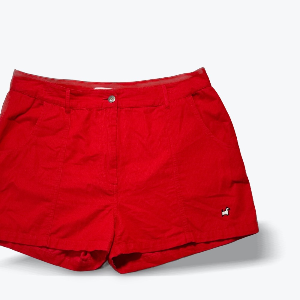 Frances Valentine Corduroy Shorts Red Embroidered Scottie Dog Women 12 High Rise